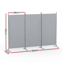Artiss 3 Panel Room Divider Set of 2 Folding Privacy Screen Fabric Room Separator Partition Grey