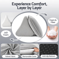 Giselle Bedding Back Pillow for Sitting in Bed, No-Collapse 25D High-Density Base, Ergonomic Lumbar Support Pillow for Gaming, Nursing & Floor Tatami, 90% Shredded Sponge Cushion with Washable Velvet Cover