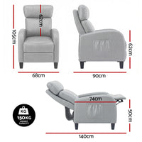 Artiss Massage Recliner Chair Small Recliner Sofa for Adults Fabric Grey