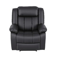 Artiss Manual Massage Recliner Chair for Living Room, Leather Sofa Lounge Reclining Chair with 2 USB Port, 160° Recline Reading Chair with 20CM Wide Armrests, 8 Point Vibration & Lumbar Heat, Black