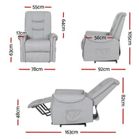 Artiss Recliner Chair Lift Assist Chair Leather Grey