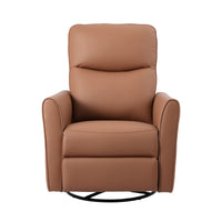 Artiss Swivel Recliner Chair Leather Rocking Reclining Sofa with Charging Ports LED Brown