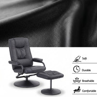 Artiss Recliner with Ottoman 360-Degree Swivel Recliner Chair and Ottoman Set PU Leather Black