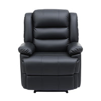 Artiss Manual Recliner Chair Leather Reclining Sofa with 16color Led Black