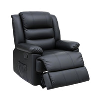 Artiss Manual Recliner Chair Leather Reclining Sofa with 16color Led Black