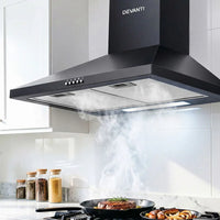 Devanti 600mm Range Hood 60cm Rangehood Black