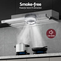 Devanti 900mm Range Hood 90cm Slide out Rangehood Stainless Steel