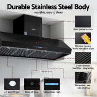 Devanti 1500mm Commercial BBQ Range Hood Dual Motor W/ Remote Control Black