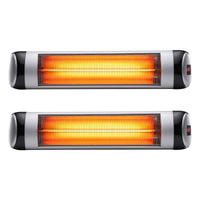 Devanti 2PCS Electric Radiant Strip Heater Indoor Outdoor Patio Remote Control 1500W