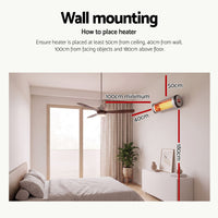 Devanti 2PCS Electric Radiant Strip Heater Outdoor Indoor Patio Infrared Heaters 2000W