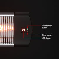 Devanti 2PCS Electric Radiant Strip Heater Outdoor Indoor Patio Infrared Heaters 3000W