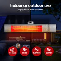 Devanti 2PCS Electric Strip Heater Radiant Infrared Heaters Remote Control 2000W