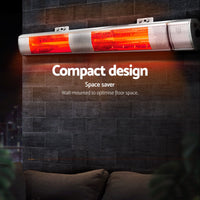 Devanti 2PCS Electric Strip Heater Radiant Infrared Heaters Remote Control 3000W