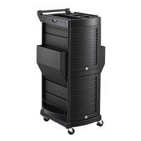 Embellir Salon Trolley 2 Lockable Doors 6 Tier Trays Mobile Hair Cart Black