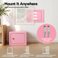 UL-Tech 6.5L Small Safe Box with Key Lock for Cash Mini Home Security Safe Pink