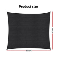 Instahut Sun Shade Sail Cloth 98% UV Block Outdoor Canopy Rectangle 5X6M Black