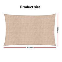 Instahut Sun Shade Sail Cloth 98% UV Block Outdoor Canopy Rectangle 5X9M Beige