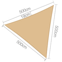 Shade Sail 5x5x5m Triangle 185GSM 95% Sand Shade Cloth