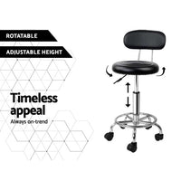 Salon Stool Swivel Chair Backrest Black