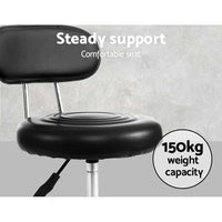 Salon Stool Swivel Chair Backrest Black