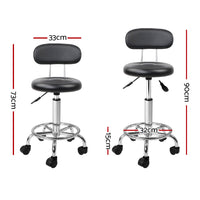 2x Salon Stool Swivel Chair Backrest Black