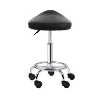 2x Salon Stool Saddle Swivel Chair Black