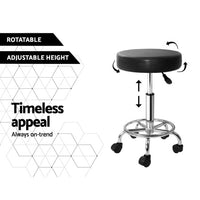 2x Salon Stool Round Swivel Chair Black