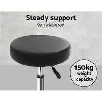 2x Salon Stool Round Swivel Chair Black