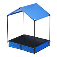 Kids Sandpit Metal Sandbox Sand Pit with Canopy Cover Outdoor Toys 120cm