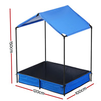 Kids Sandpit Metal Sandbox Sand Pit with Canopy Cover Outdoor Toys 120cm