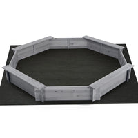 Keezi Kids Sandpit Wooden Round Sand Pit with Cover Bench Seat Beach Toys 182cm Grey