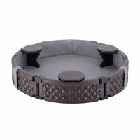 Kids Outdoor Sandpit Toys Sandbox 121cm Round Brown 3 Seats Cover Liner