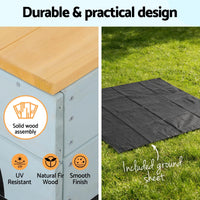 Keezi Wooden Car Sandpit Kids Sandbox Outdoor Play Toy w/ Storage Ground Sheet 120cm