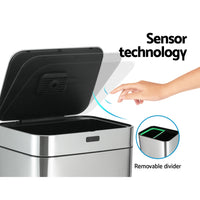 70L Motion Sensor Bin Pedal Bins Automatic Siver