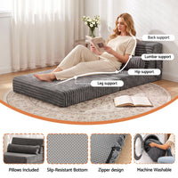 Artiss 3-in-1 Folding Sofa Bed Armless Lounger Chair with Side Pocket and Pillow