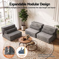 Artiss 3-in-1 Folding Sofa Bed Armless Lounger Chair with Side Pocket and Pillow