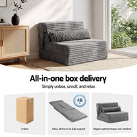 Artiss 3-in-1 Folding Sofa Bed Armless Lounger Chair with Side Pocket and Pillow