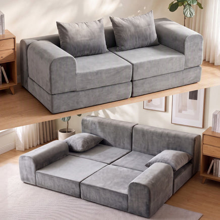Artiss 5-in-1 Convertible Sofa Bed Floor Mattress Modular Boneless Curved Couch