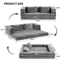 Artiss Convertible Folding Sofa Bed Pull Out Mattress Foldable Lounge Couch Grey