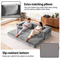 Artiss Convertible Folding Sofa Bed Pull Out Mattress Foldable Lounge Couch Grey