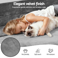 Artiss Convertible Folding Sofa Bed Pull Out Mattress Foldable Lounge Couch Grey