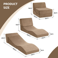 Artiss Folding Sofa Bed Convertible Armless Foam Floor Futon Lounger Couch Brown