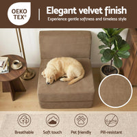 Artiss Folding Sofa Bed Convertible Armless Foam Floor Futon Lounger Couch Brown