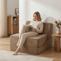 Artiss Folding Sofa Bed Convertible Armless Foam Floor Futon Lounger Couch Brown
