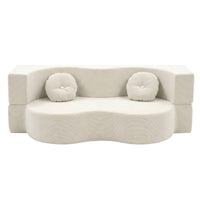 Artiss Folding Sofa Bed Floor Couch 2-in-1 Convertible Futon Loveseat Beige