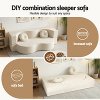 Artiss Folding Sofa Bed Floor Couch 2-in-1 Convertible Futon Loveseat Beige