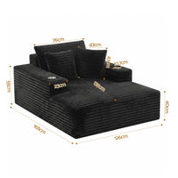 Artiss Sofa Bed Lounge Chair Sleeper Couch Chaise Single Seater Faux Fur Black