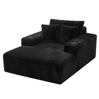 Artiss Sofa Bed Lounge Chair Sleeper Couch Chaise Single Seater Faux Fur Black