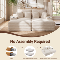 Artiss Double Chaise Lounge Sofa 2-Seater Modular Sofa Lounge Chair Couch Beige