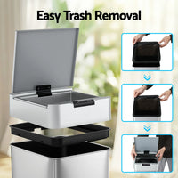 Devanti 50L Motion Sensor Bin Rubbish Bins Kitchen Automatic Trash Can Silver